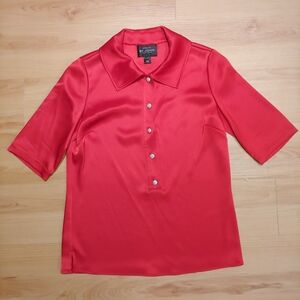 St John Women's Satin Blouse Top Red Size 2
